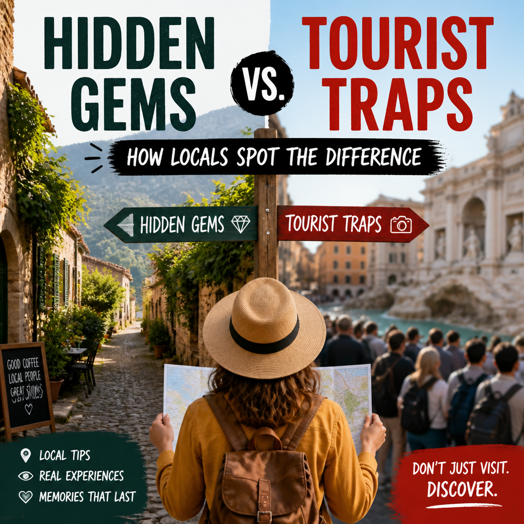 Illustration of Hidden Gems vs. Tourist Traps: How Locals Spot the Difference