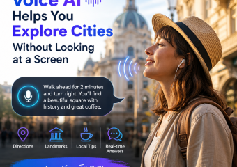 Voice AI travel assistant illustration for How Voice AI Helps You Explore Cities Without Looking at a Screen