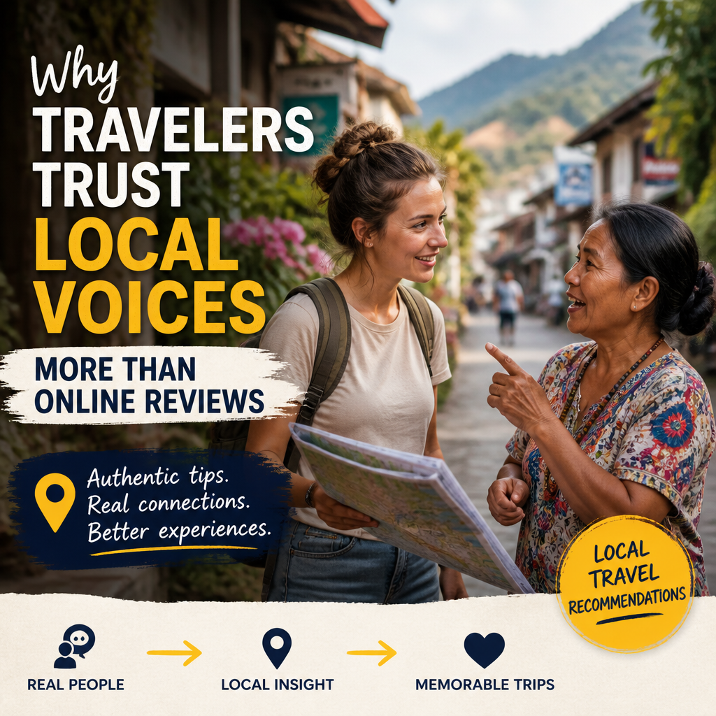 local travel recommendations illustration for Why Travelers Trust Local Voices More Than Online Reviews